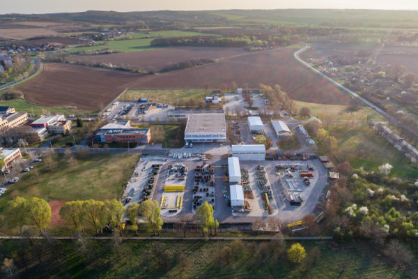 Areal view of an industrial business compound